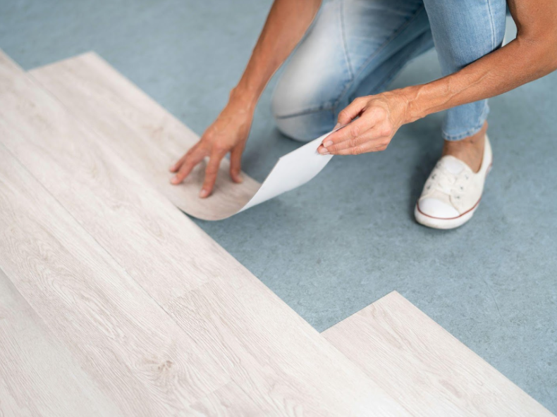 Installing neutral grey beige flooring